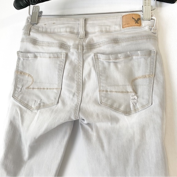 American Eagle grey super stretch low rise distressed jegging - Picture 9 of 16